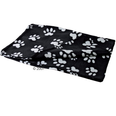 Fleece on Barney Fleece Dog Blanket Black With Beige Pawprints Of Zooplus Co