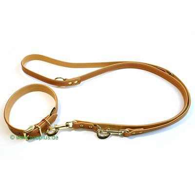 Leather Collar & Leash Buffalo Cognac - Leash & Collar 55cm / 25 mm