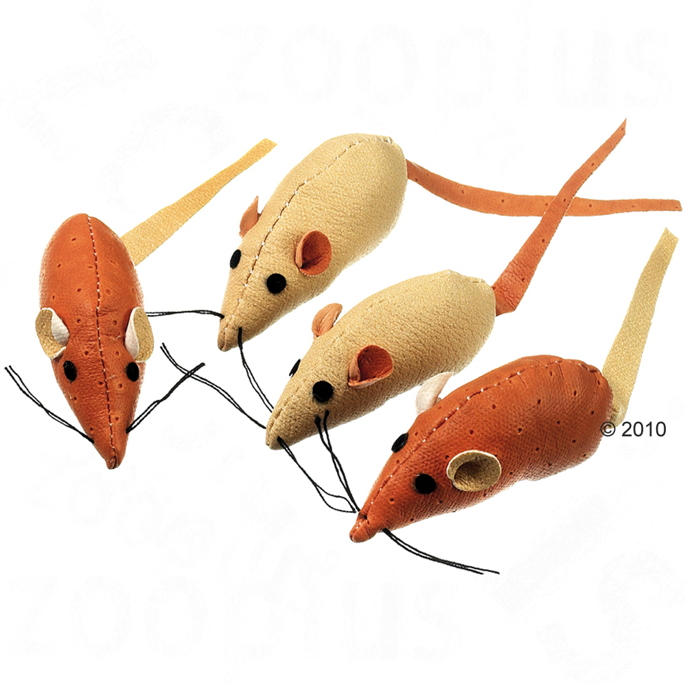 Zooplus [co.uk] Faux Leather Mice with Catnip - 4-Pack