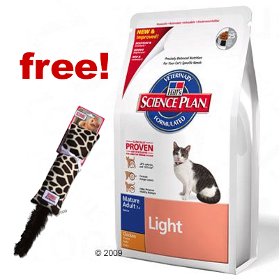 Zooplus [co.uk] 10 kg Hill´s Science Plan + Kong Cat Kickeroo Toy Free! - Feline Adult Light Chi