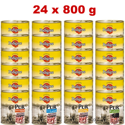 Pedigree Pure Value Pack 24 x 800 g - 4 Flavors x 6 Cans
