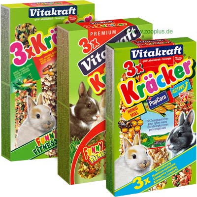 Vitakraft Dwarf Rabbit Kraecker Multipack - 3 x 3-Pack (Honey Popcorn Active)