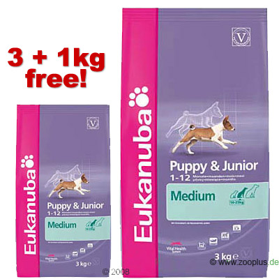 Eukanuba Puppy Junior 3 1kg Free Puppy Junior Medium Breeds
