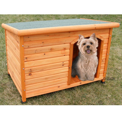 Flat Roof Dog House Woody  - Size S: L 85 x W 57 x H 58cm