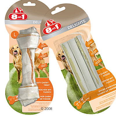 8 In 1 Delights Dog Chews - Chewing Bone S  40 G (for Small Dogs)