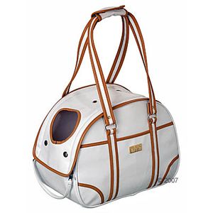 Pet Carrier Cottage Line Tan-White